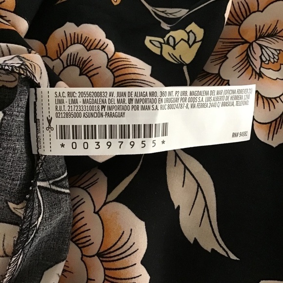 Floral Dress Women’s SMALL Black & Beige Lotus Print Career Forever 21 Tags NEW - Picture 13 of 15